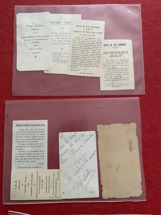 Lote de Antigos Registos de Santos protetores