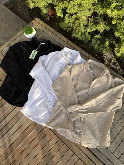 Рубашка льняная мужская черная летняя сорочка лляна чоловіча біла