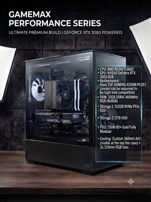 Игровой ПК Ryzen 5 5600 / RTX 3050 8GB / 32GB ddr4 / Аквариум
Состояние идеальное.