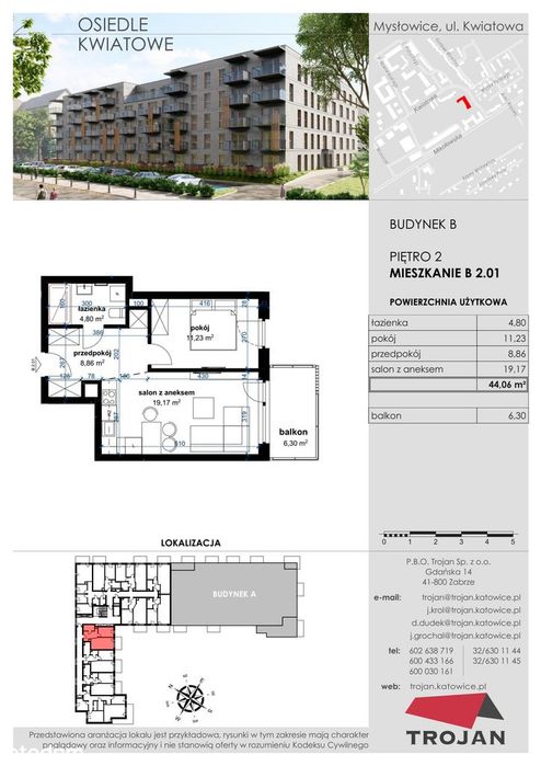 Mysłowice, Kwiatowa  | mieszkanie 2-pok. | B 2.01