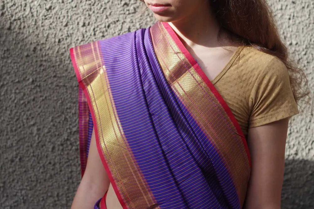 Индийское сари 6,3 м с отрезом для чоли Bhagalpuri Silk