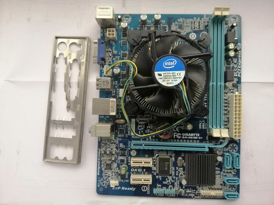 Материнська плата GIGABYTE GA-H61M-S1 + Intel Pentium G850 + кулер