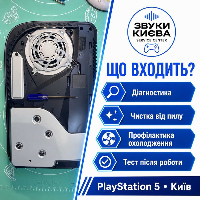 Чистка PS5 від пилу — перегрів, шум, профілактика, Київ