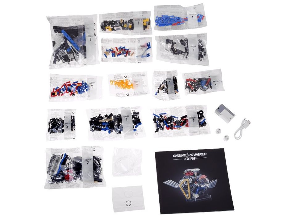 Klocki techniczne Zbuduj SILNIK na akumulator Światło i ruch 665-ele