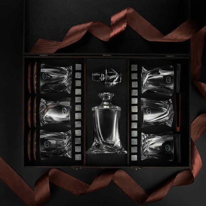 Подарунковий набір з графином та камінням Bohemia Quadro 340 мл