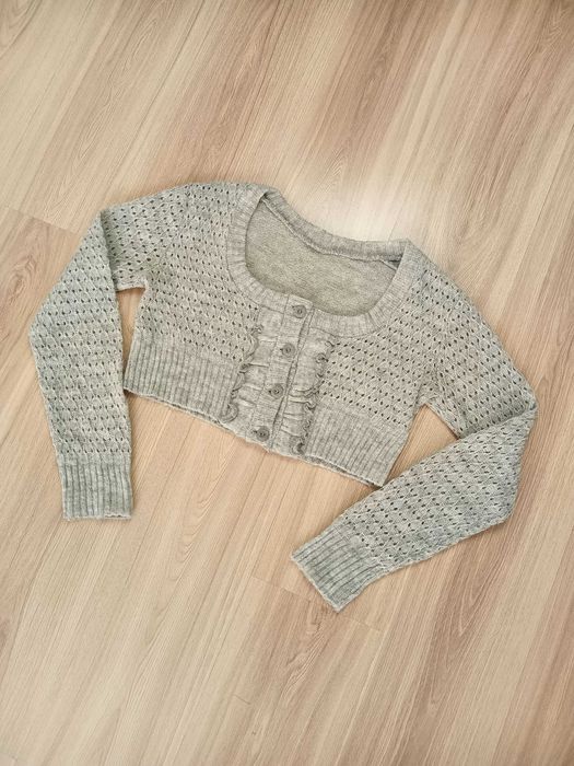 Krótki sweter top szary długi rękaw