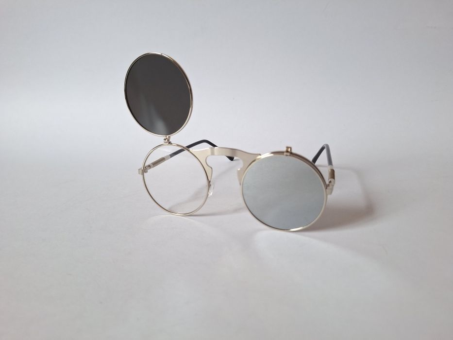nowe metalowe okulary przeciwsłoneczne zerówki, steampunk,  vintage, e