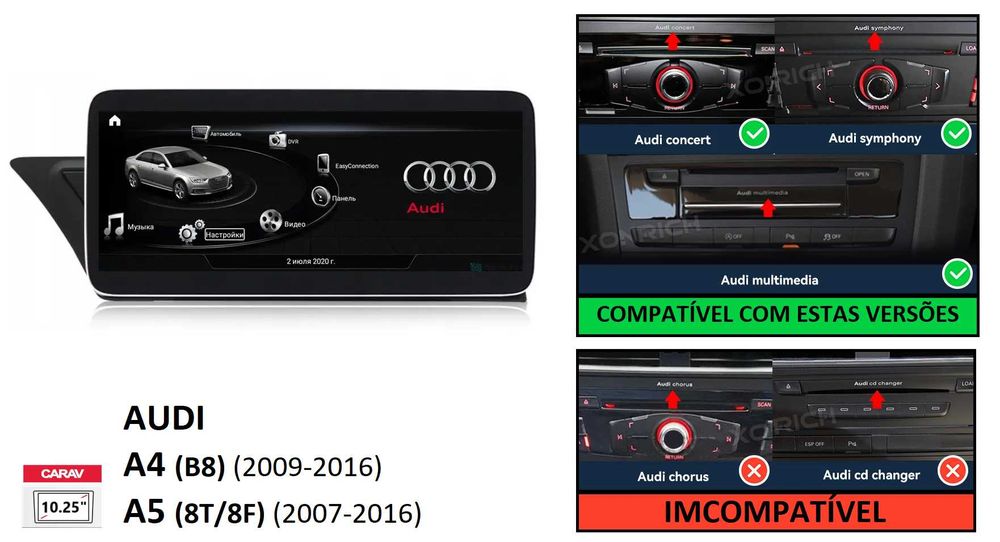 (NOVO) Rádio 2DIN Android 10.25"• AUDI A4 (B8) / A5 • [4+64GB]