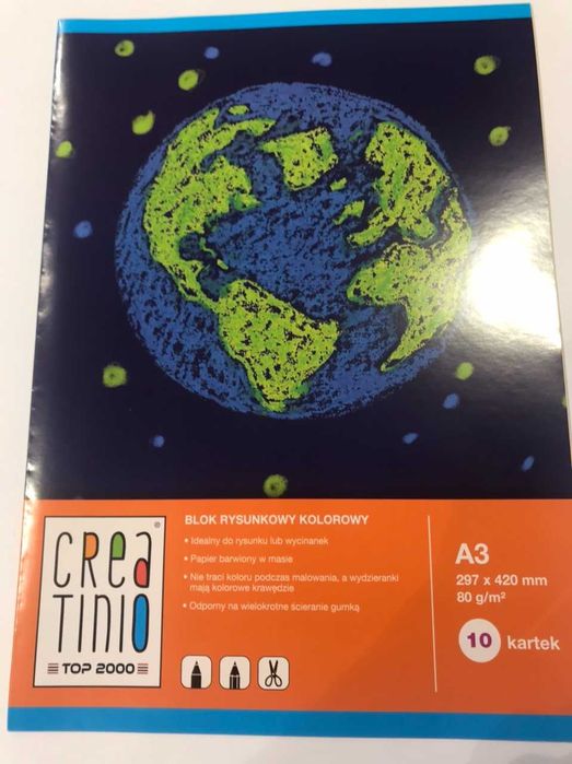 Blok rysunkowy TOP-2000 Creatinio A3/10k, 80g, kolorowy