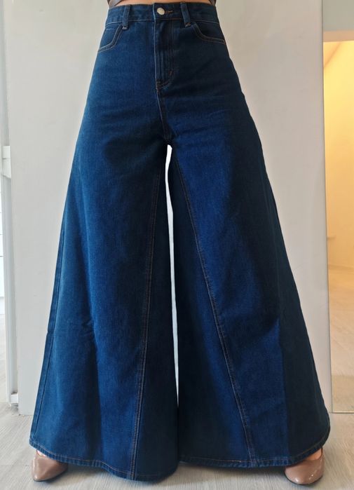 NOWE S 36 2w1 Spódnico Spodnie Baggy Jeansy szerokie Dzwony Szwedy