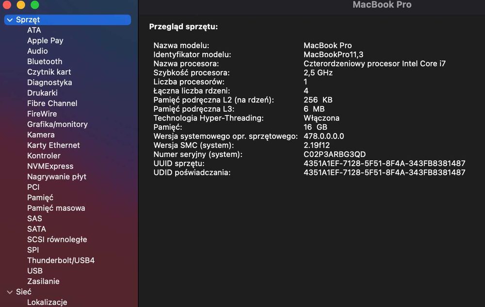Macbook Pro Mid 2014, 15", SSD 500 GB, RAM 16 GB, i7 2,5 GHz