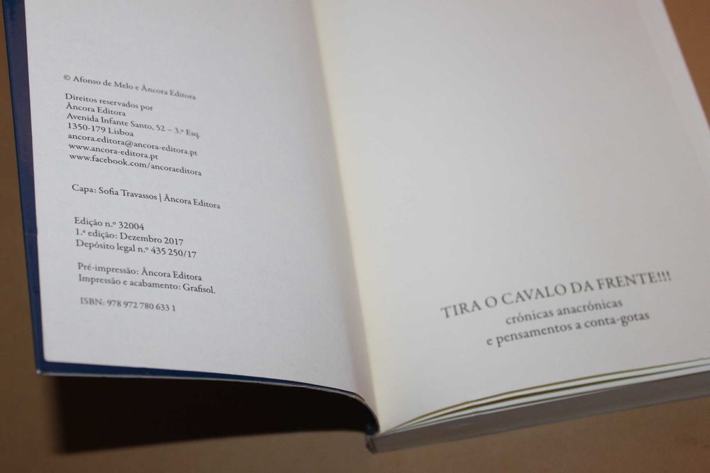 Tira o Cavalo da Frente!!! de Afonso Melo -1ª Edição