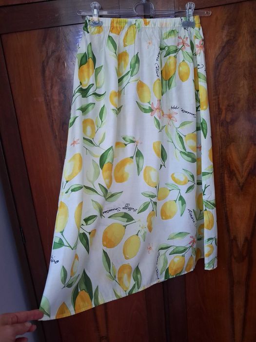 Letnia spódnica w cytryny, XS, wiskoza, nowa, H&M.