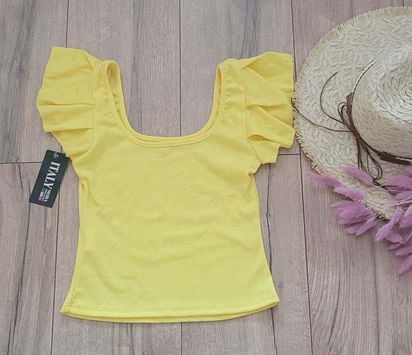 Bluzka crop top żółta xs/s