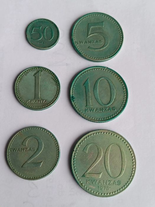 6 moedas de 1975 Kuanzas de Angola