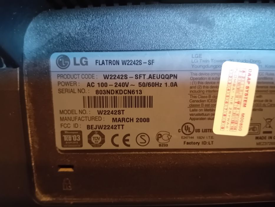 Monitor Lg z kablem