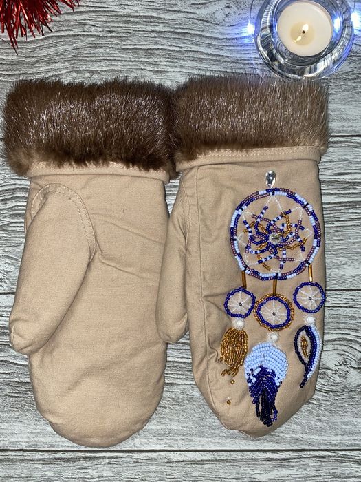 Зимові рукавички із натурально хутра