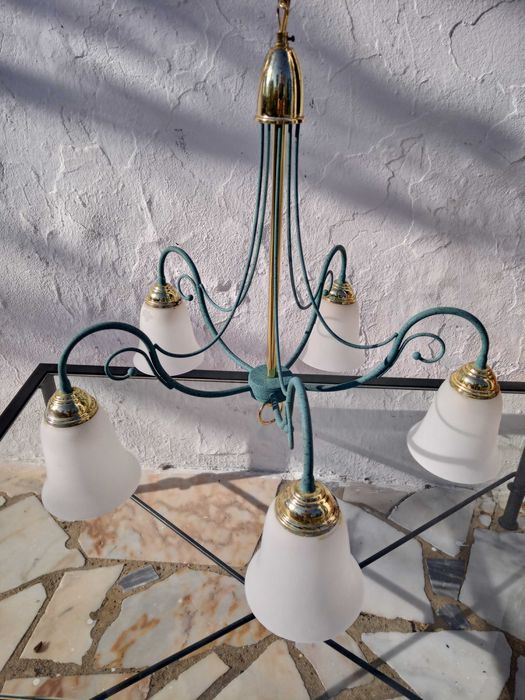 Candeeiro de Teto em Ferro forjado de fabrico artesanal | Peça única