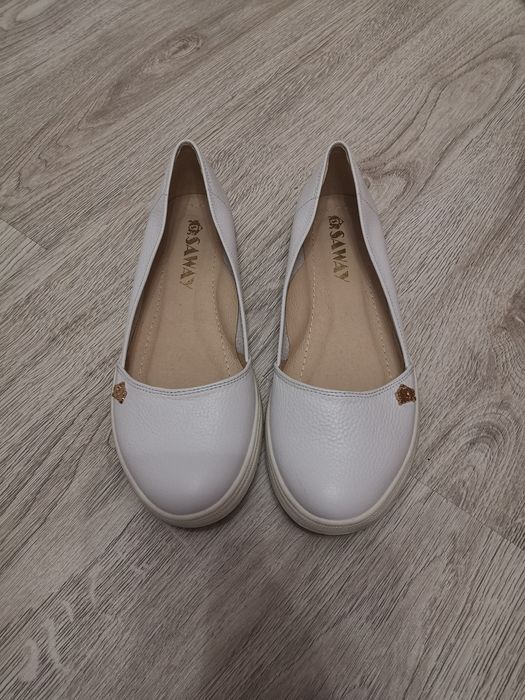 Baleriny saway SKÓRA LANA BIAŁE 36