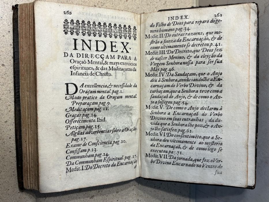 Antigo livro de 1676: Meditações da Infância de Cristo Senhor Nosso