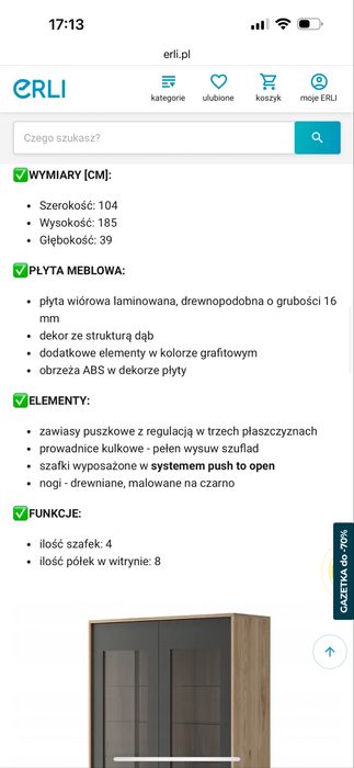 Witryna / komoda  dąb / grafit