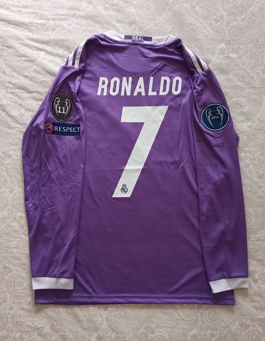 Camisola Retro do Real Madrid alternativa de manga comprida da final da liga dos campeões da época 16/17