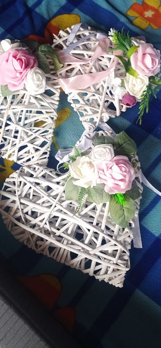 Dekoracja ślub, wesele Serca rattanowe