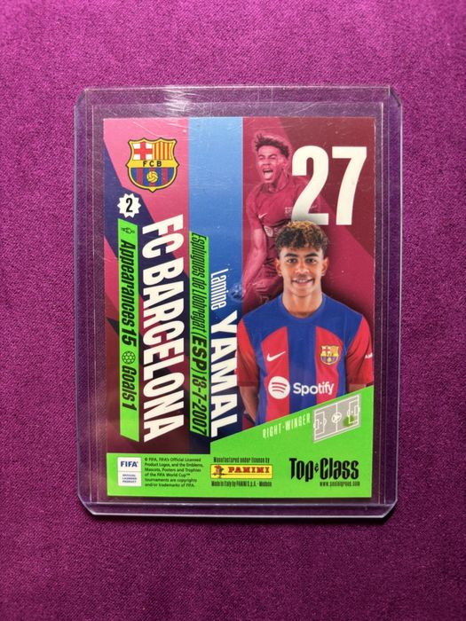 Carta rookie Lamine Yamal Panini Top Class 2024