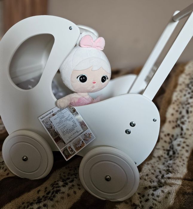 Drewniany wózek dla lalek RETRO i akcesoria