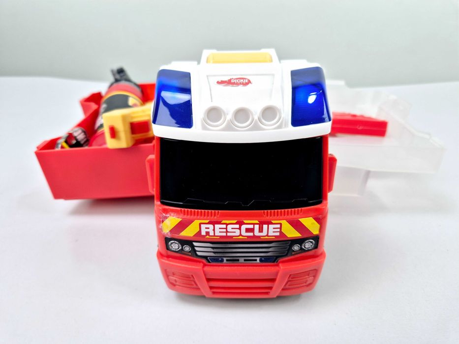 Пожарная машинка с звуком сирены и мотора + огнетушитель с рацией