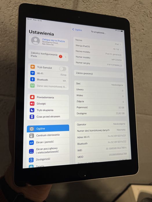 iPad 5 LTE Cellular Space Gray w pelni sprawny tablet dla dziecka