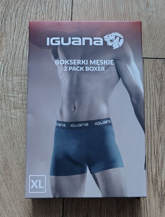 Majtki bokserki męskie Iguana 2 pary czarne granatowe XL nowe