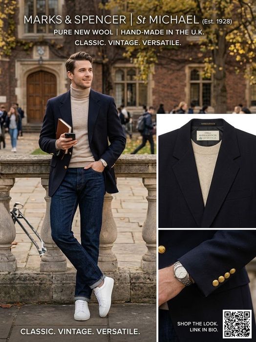 Вінтажний вовняний блейзер Marks & Spencer St Michael (100%Pure New Wool, UK)