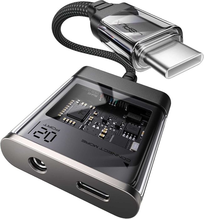 Adapter USB-C do Jack 3,5 mm + USB-C PD Przejściówka audio z ładowanie