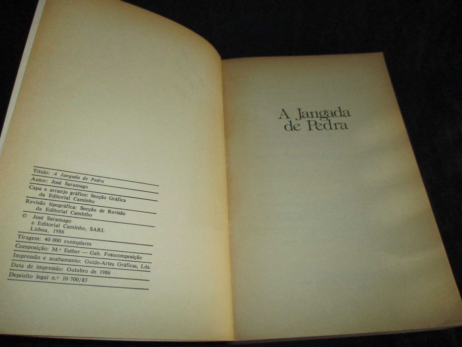 Livro A Jangada de Pedra José Saramago 1ª edição 1986