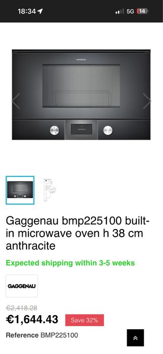 Micro-ondas Gaggenau Encastre bmp225100  com grill ( novo)