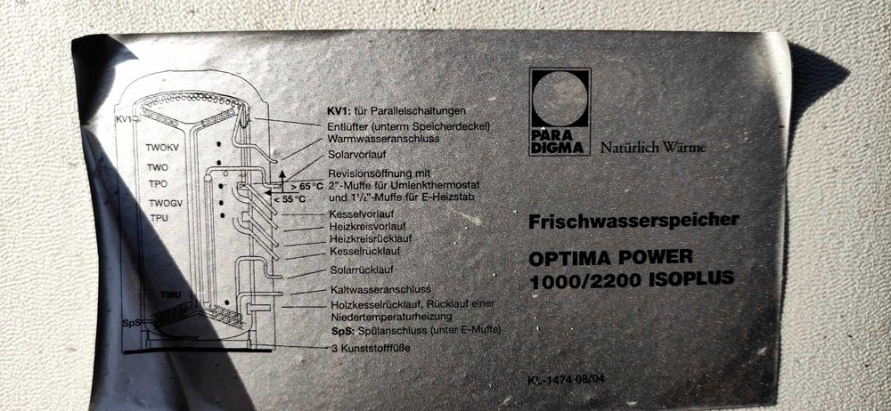 Bufor kombinowany 500 L wężownica CWU miedziana solar PARADIGMA