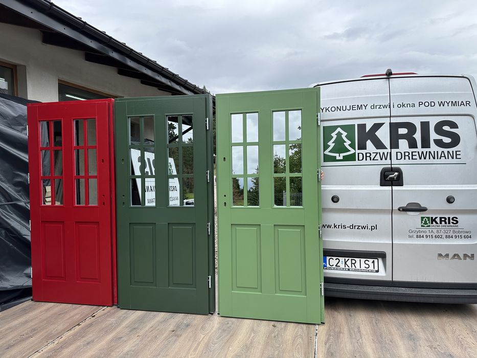 Drzwi zewnętrzne drewniane  zielone czerwone czarne białe Cała Polska