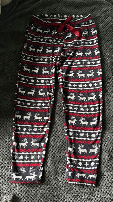 H&M cieple polarowe spodnie z motywem świątecznym S 36 / warm pants