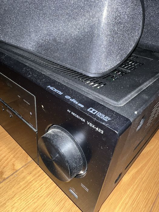Pioneer vsx-423 com 4 colunas, 1 subwoofer e comando