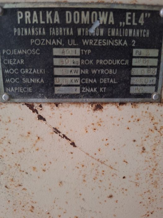 Pralka emaliowana el 4.