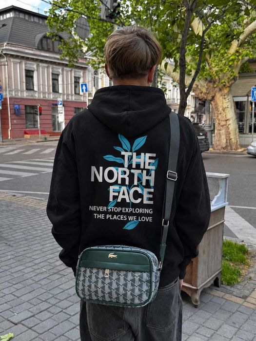 TNF • Новое Черное Худи THE NORTH FACE Blue Leaves • Толстовка ТНФ Горы • XS M L XL