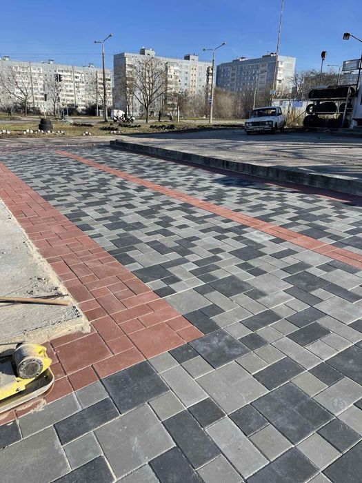 Плитка тротуарная. Бордюр . Водосток. Укладка