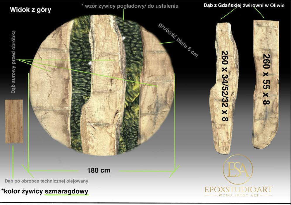 Loftowy stół topola z czeczota