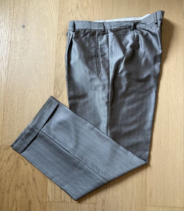 Spodnie garniturowe stalowo szare PRL retro Polsmrek r. L 180/100