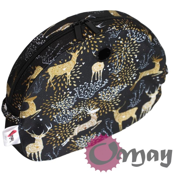Czarny organizer do OBAG MOON LIGHT jelonki złote 2 kieszenie OMAY