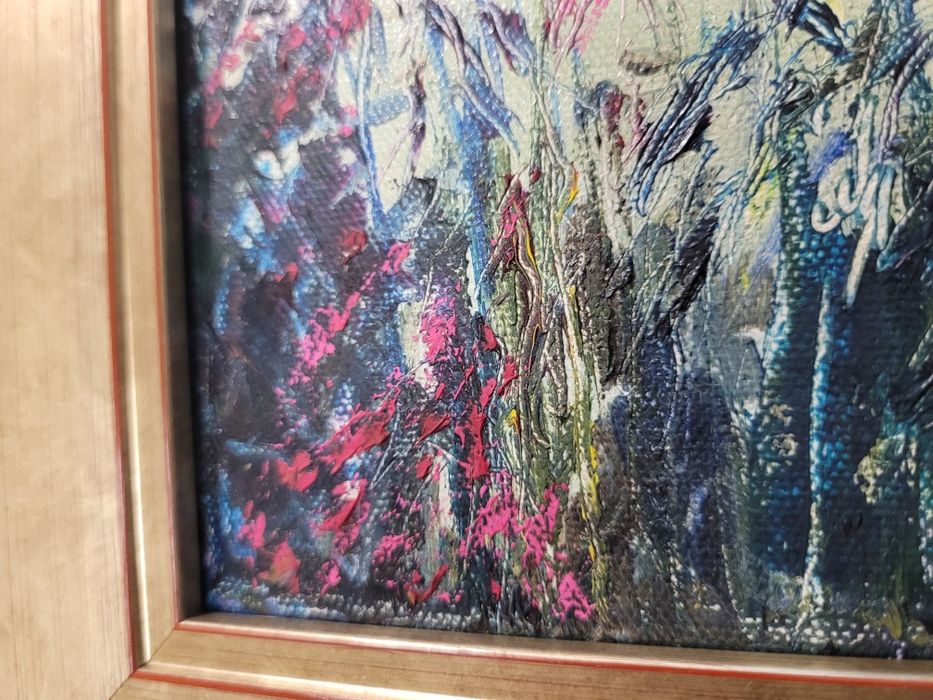 Pejzaż Olejny Impresjonistyczny Staw z Trzcinami