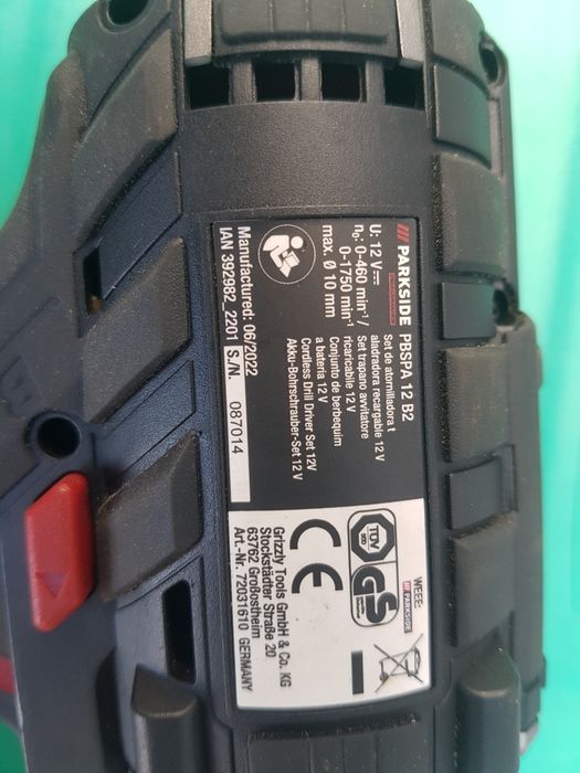 Aparafusadora marca Parkside 12v