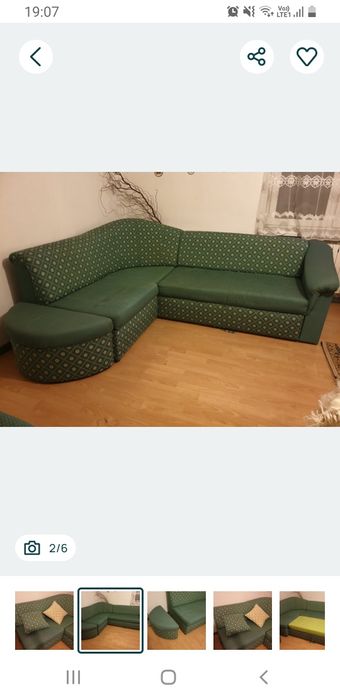 Narożnik i fotel zieleń