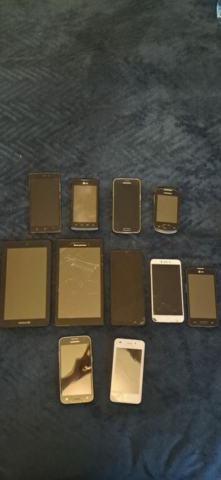 Zestaw 11 telefonów i tabletów na części (Xiaomi Samsung LG Goclever)